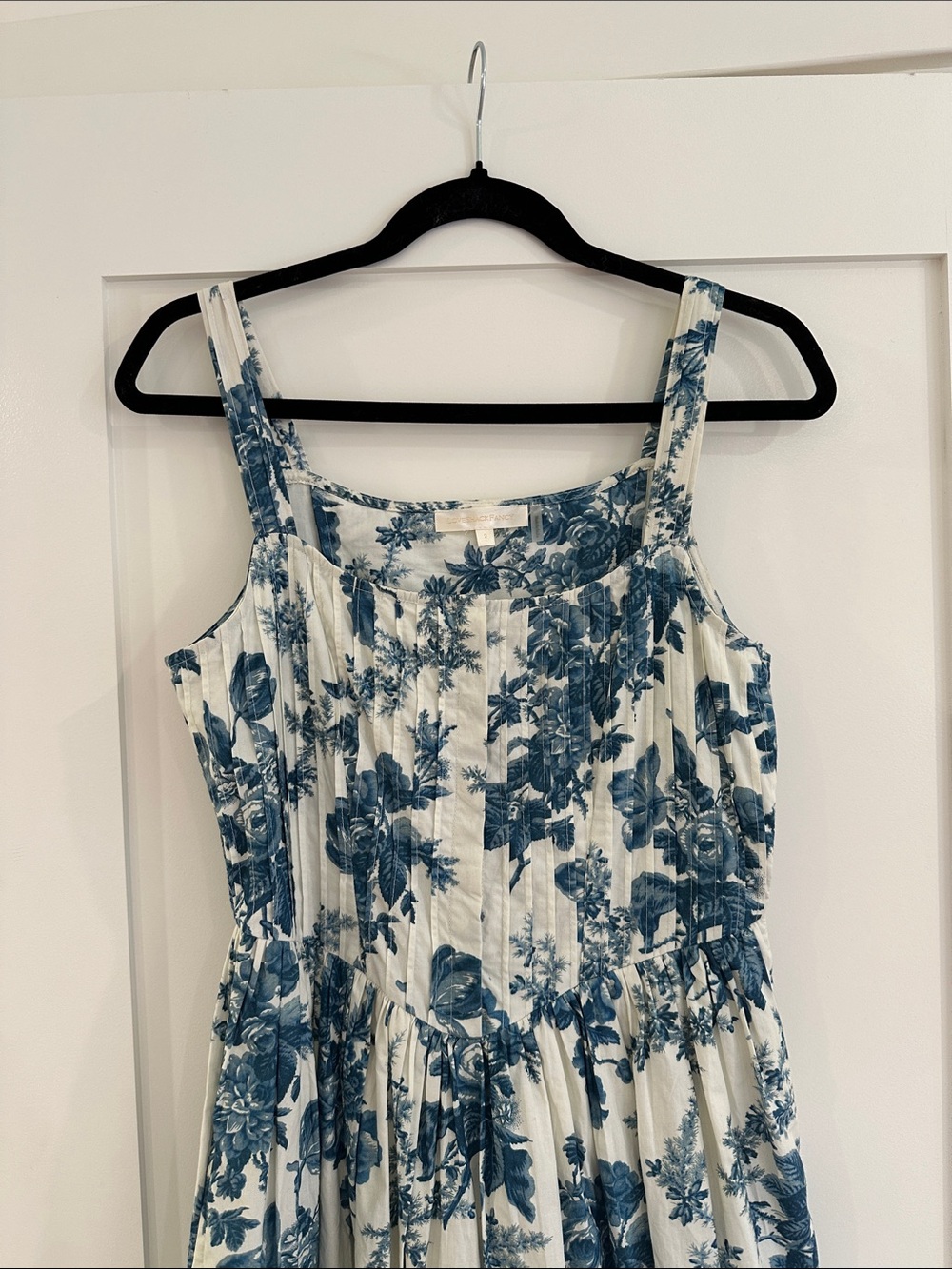 LoveShackFancy Blue Floral Midi Dress